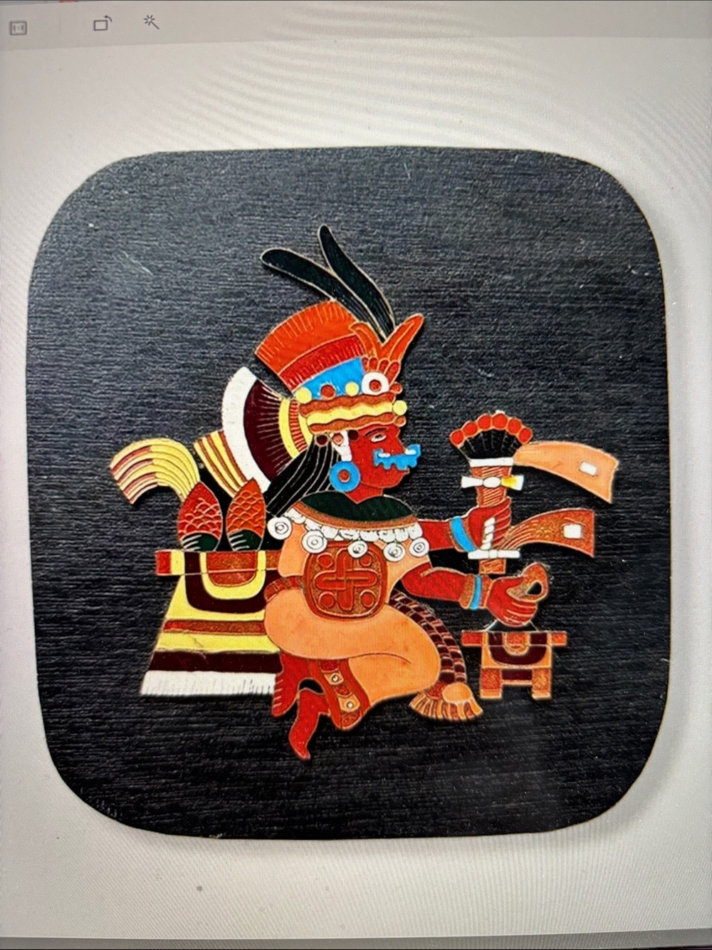 Vibrant Handpainted Folk Art Plaque in Red, Orange & Blue